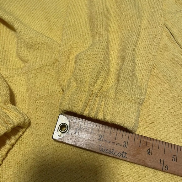 St. John Collection Women's Small Knit Wool Jacket Mustard Zip Lined Hood FLAWED - Picture 11 of 15